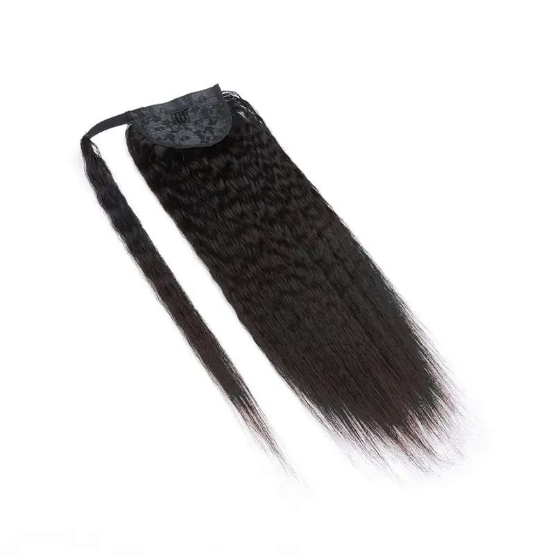 Natural Color negro de cola de caballo con Clips para Afro mujeres Clip de pelo humano 100% Remy en extensiones de cabello de cola de caballo