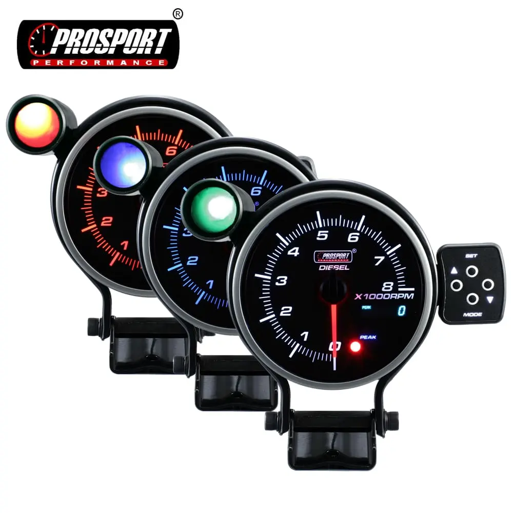 95mm Prosport OLED del motor Diesel RPM tacómetro medidor con pantalla Digital