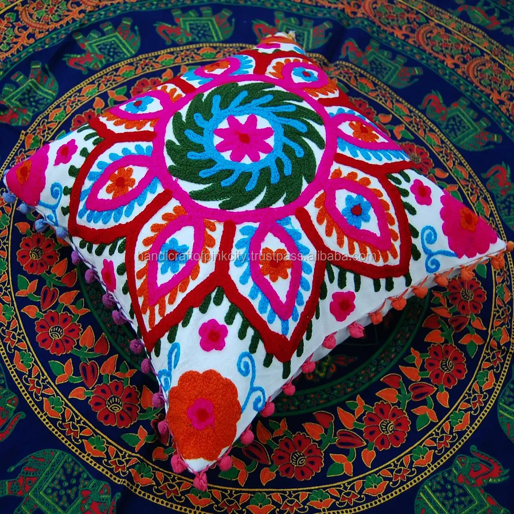 Fundas de cojín de diseño de flores indias, forma cuadrada, decoración de sofá, cojines decorativos, fundas de almohada SSTHSY23