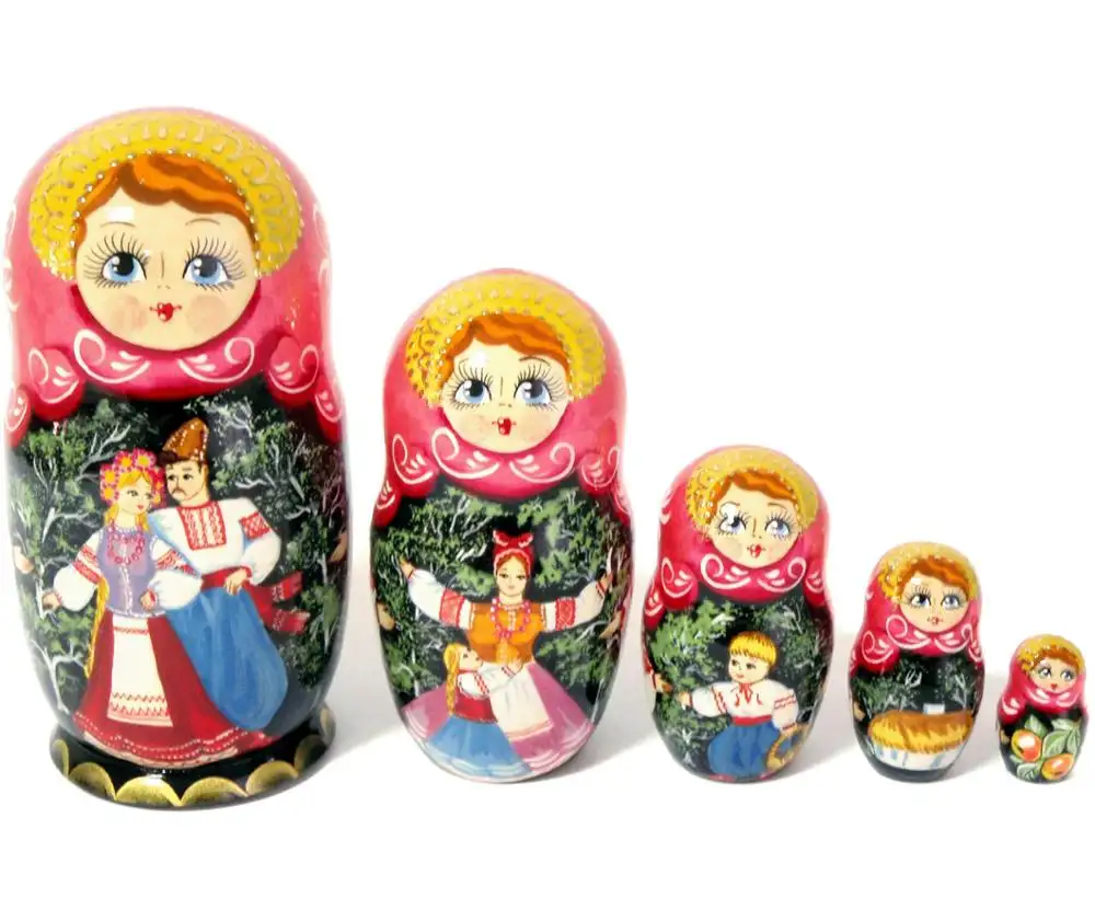 ยูเครนคู่ Matryoshka ตุ๊กตารัสเซียทำรังตุ๊กตารัสเซีย Matreshka ฉันสามารถซื้อตุ๊กตารัสเซียของเล่นชุด5ชิ้น