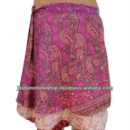 Vintage Indian Two Layer Boho Hippi Magic Silk Wrap Skirt