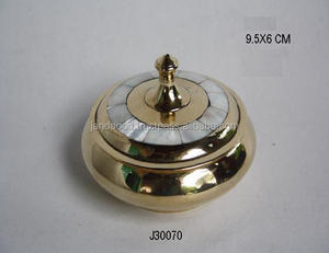 Mother of Pearl <strong>Inlay</strong> Metal Box Made in Brass With Mirror Polish Brass <strong>Inlay</strong> Box Mother of Pearl - Product Image 2