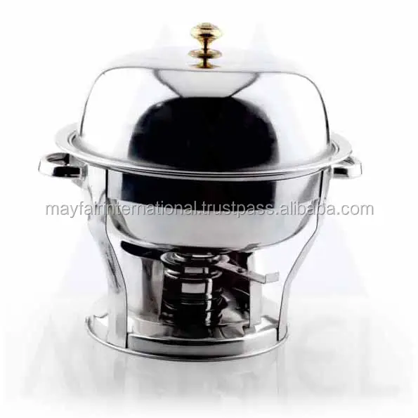 Hot Food Display High Quality Stainless Steel Regular Round Shape Food Warmer Chafing Dish For Hotel Restaurant