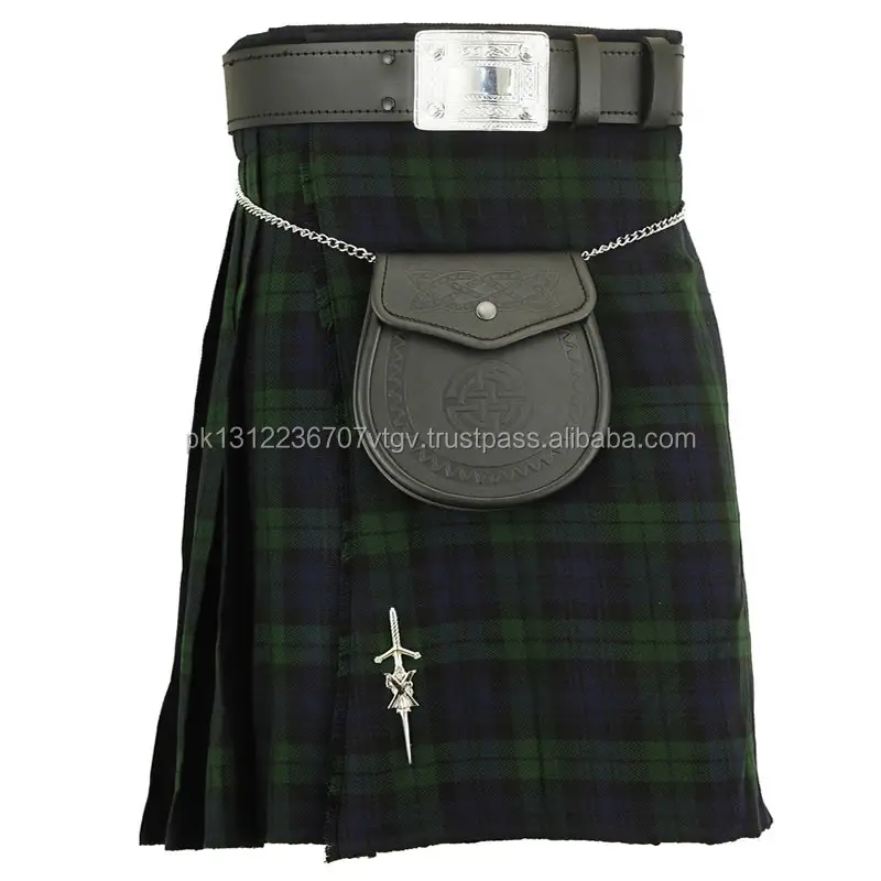 Escocés tradicional reloj negro Tartan falda escocesa