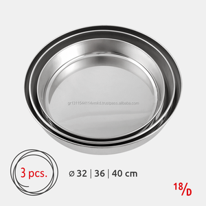 אקו ידידותי INOX נירוסטה 18/D עגול אפיית מגש סט של 3 32-40cm קוטר מתאים עבור תנור