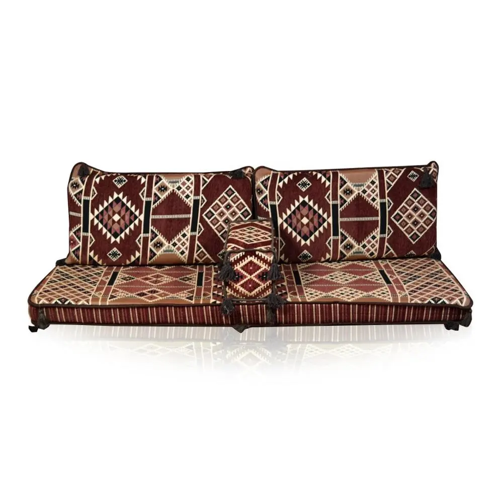 Anatolian Nomad Rug Oriental Corner Seating Floor Cushion Set With 22 Density Foam Fillings / Brown