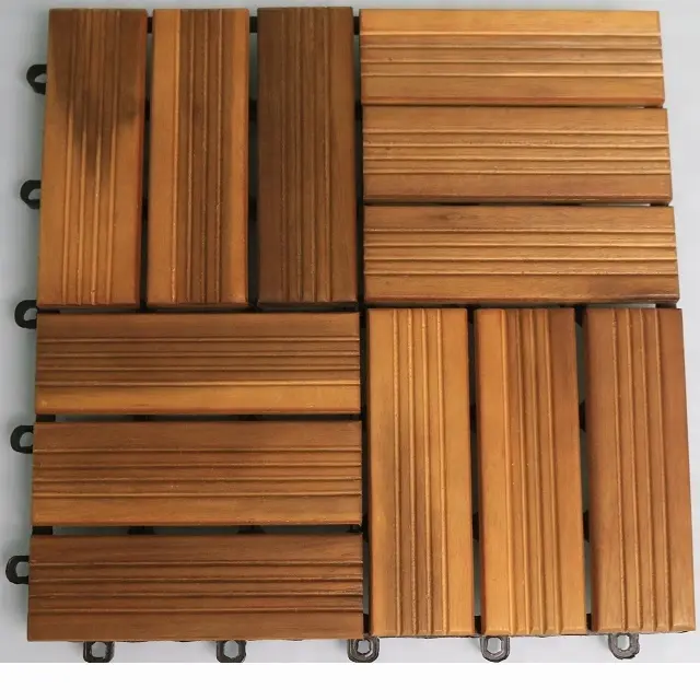 Piso de deck de madeira maciça de teca DIY móveis de jardim deck de madeira de acácia