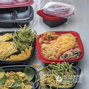 Al Bayader 3 Compartment Reusable PP Meal Prep Food Container Microwave Safe Disposable Bento Lunch Box Packing Storage <strong>Dubai</strong> - Product Image 1