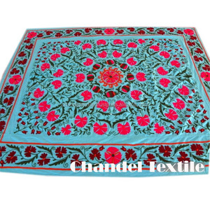 Suzani Uzbekベッドシーツ綿刺Embroideryベッドカバーsuzaniベッドカバースローベッドシーツ寝具エスニックタペストリーホーム卸売 - Product Image 1