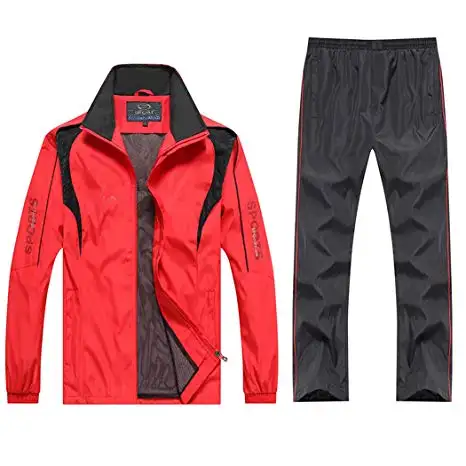 Red jacket black trouser high quality track suit on sale custom design wholesale summer track suit