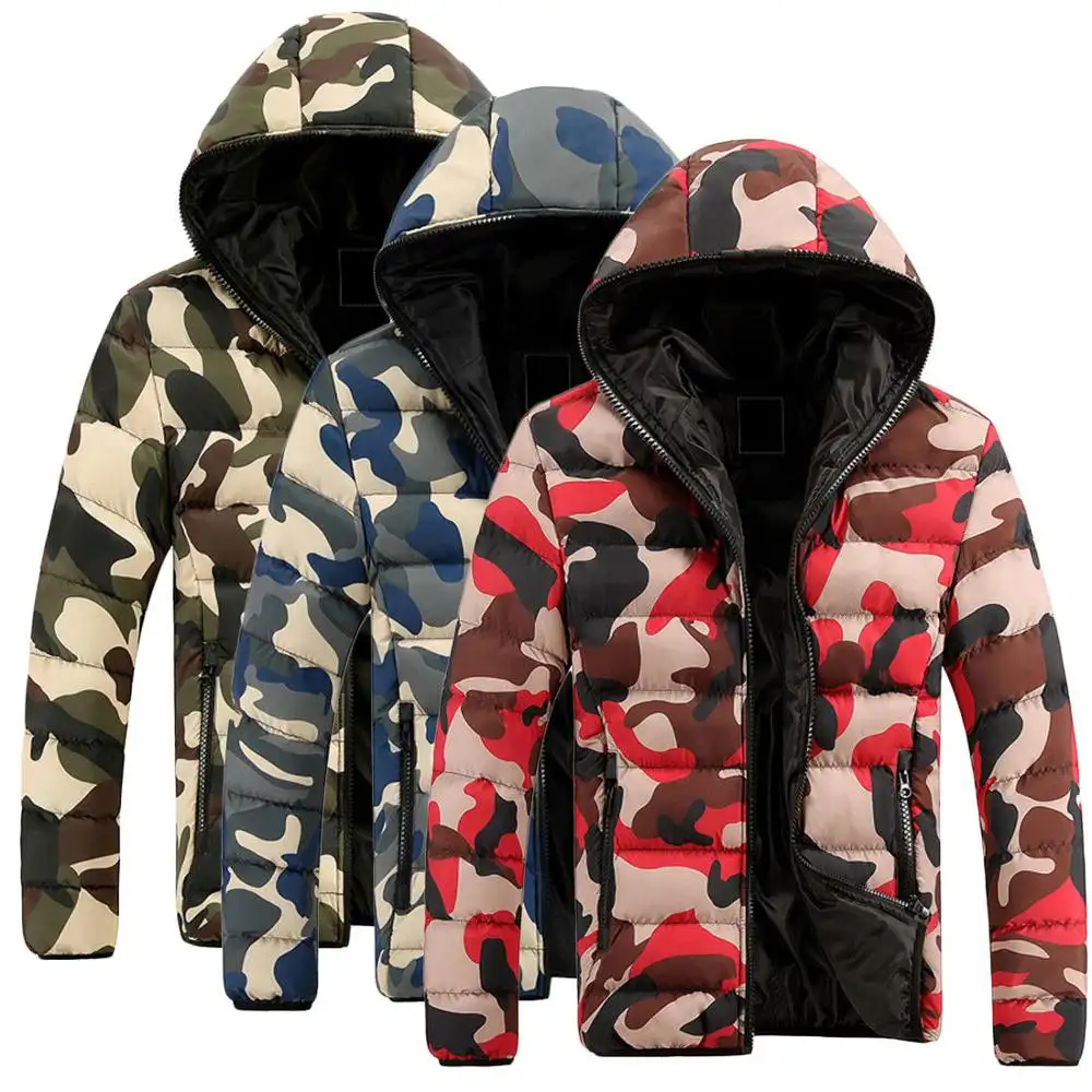 Logo personalizzato Mens Camouflage Camo giacca imbottita cappotto piumino trapuntato con cappuccio Bubble Down Pakistan fornitori Parka estivo