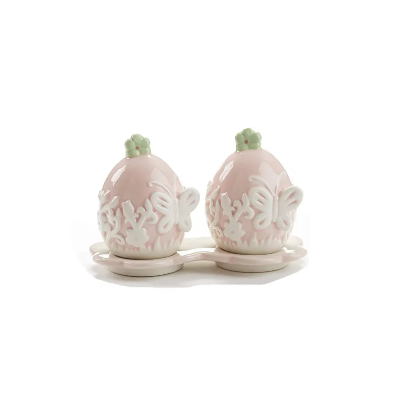 Pink Lovely Ceramic Cut Egg Tray Holder with Saucer