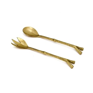 Conjunto de barra de salada com alça de bronze, conjunto luxuoso de couro para servir comida, salada, dedo e comida