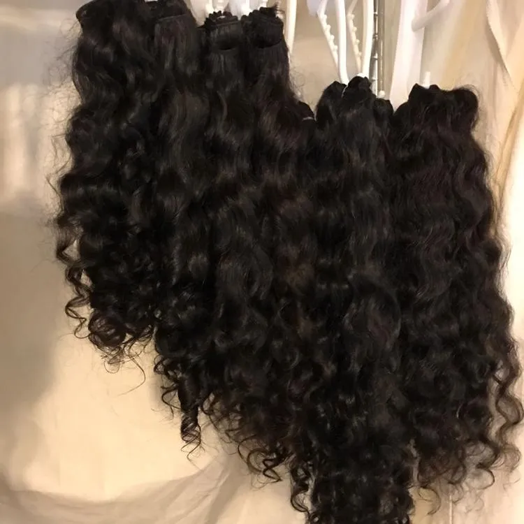 Extensiones de cabello humano indio, mechones de ondas sueltas, cabello natural 100% natural sin procesar, con cutícula virgen