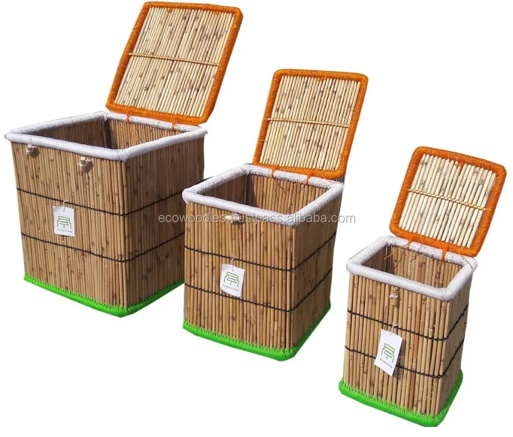 Cesta de almacenamiento ecológica con tapa para el hogar, cesta de artesanía duradera de alta calidad para ropa de cocina, Picnic, interior y exterior