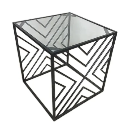 Quadratischer Beistell tisch aus gehärtetem Glas Modern