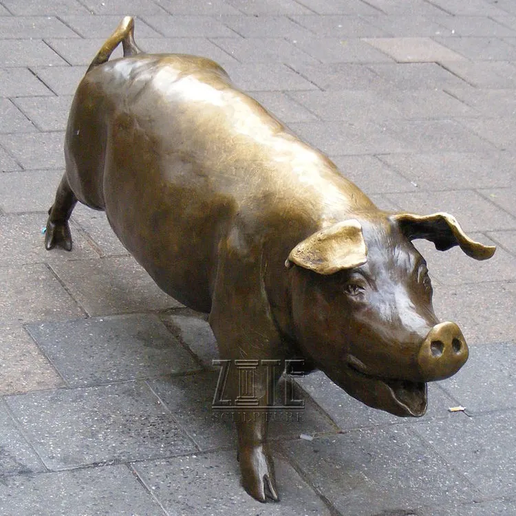 Estatua Animal de tamaño real, escultura de bronce de cerdo para jardín, a la venta