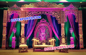 רג 'סטאני חתונה שלב מוסלמי Regency Walima שלב דקור סט Rajwada מקדש סגנון חתונה שלבים