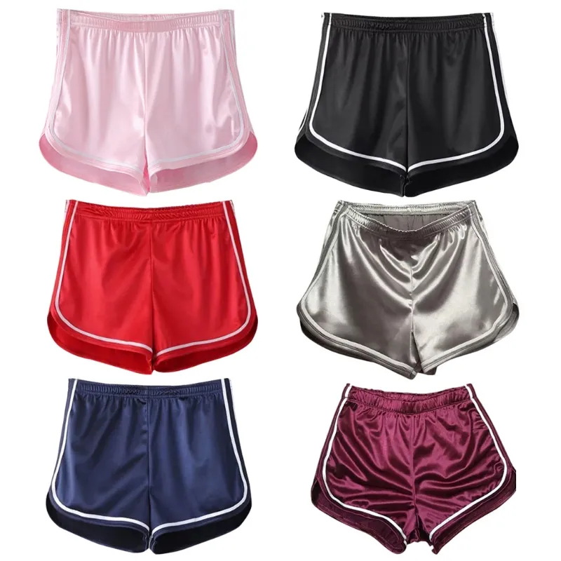Pantalones cortos sedosos e informales para mujer, Shorts sexys, ajustados, de seda, para playa, 100%