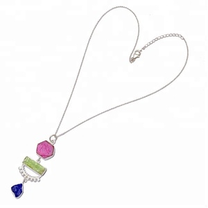 Verde rubino Appatite 925 in argento Sterling gemma collana a catena ciondolo classico alla moda per il regalo di nozze per le donne.