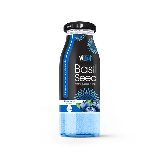 200ml Bottiglia di Vetro semi di Basilico con sapore di Mirtillo