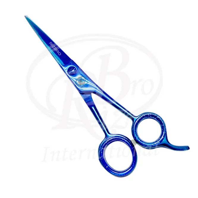 Tesoura de corte de cabelo lâmina reta de metal aço para cabeleireiro e cabeleireiro com logotipo personalizado melhor preço