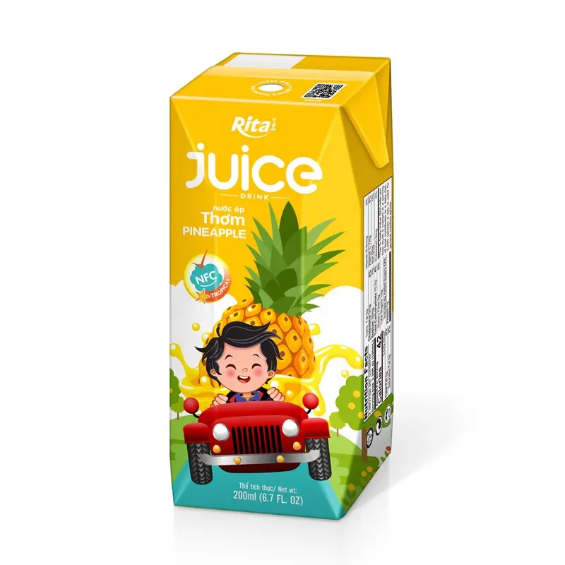 Hot Product Gezonde Drankjes Fabrikant Drank Frisdrank 200 Ml Papier Doos Voor Kid Ananas Vruchtensap