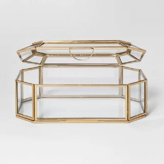 Tasarımcı cam kutu düğün için yeni tasarım dekoratif açık cam kutu satılık tesisat Modern fantezi kutusu