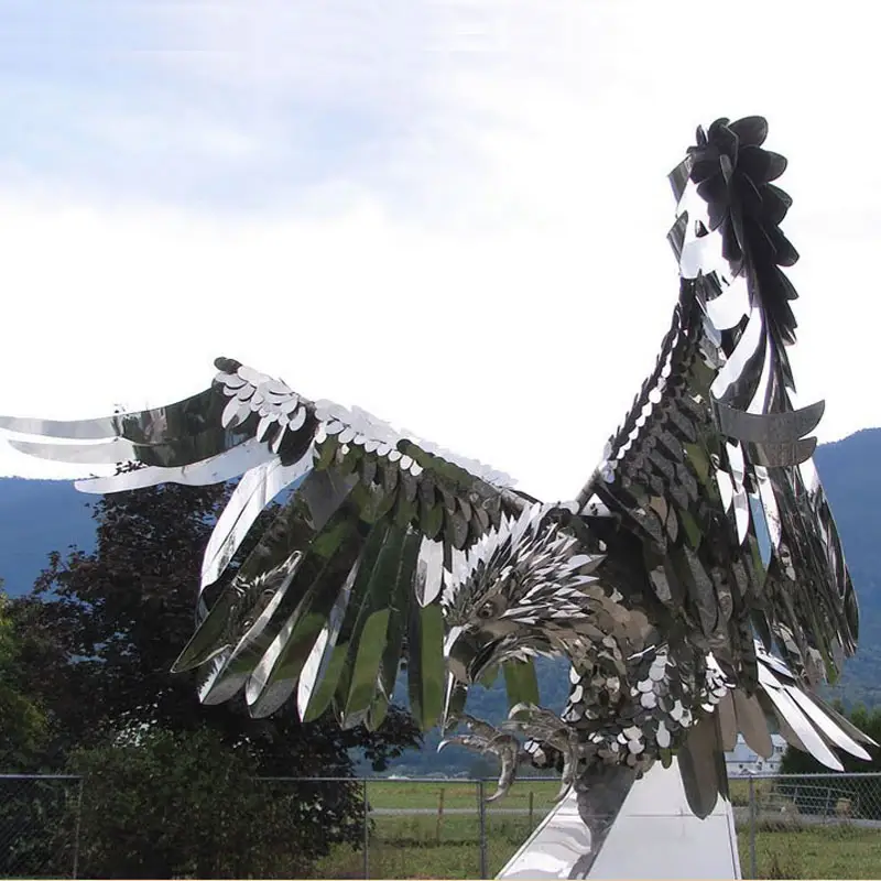 Outdoor Life Size Stainless Steel Eagle Sculpture