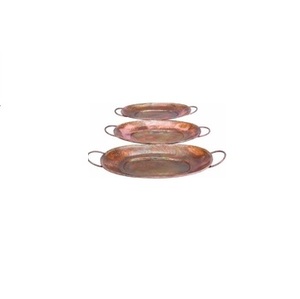 椭圆形纯铜托盘餐厅和酒店供应托盘手工金属椭圆形托盘 - Product Image 2
