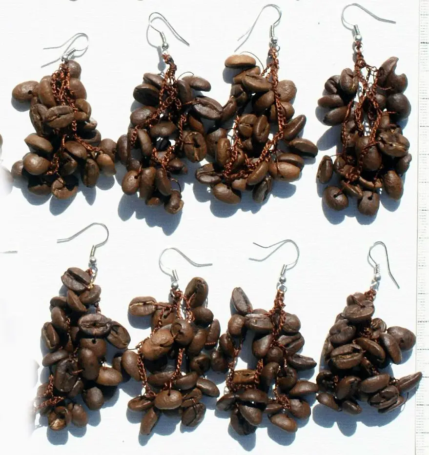 Pendientes de granos de café hechos a mano, joyería Tribal colgante, venta de Perú