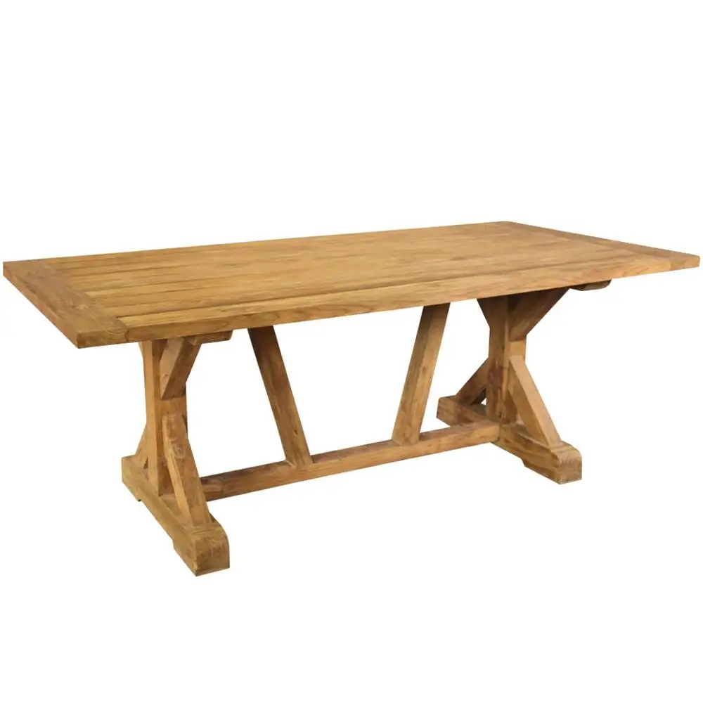 Meubles en bois de teck, style rétro, grande Base en pieds, Table à manger