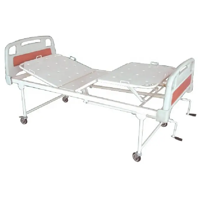 Cama de abdômen de hospital, cama dupla, manivela mecânica ajustável, quatro seções, fabricante de cama de hospital