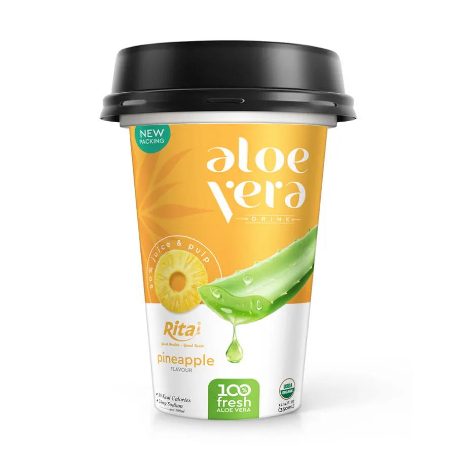 Taza de bebida vietnamita, zumo de Aloe Vera y piña, 330 ml