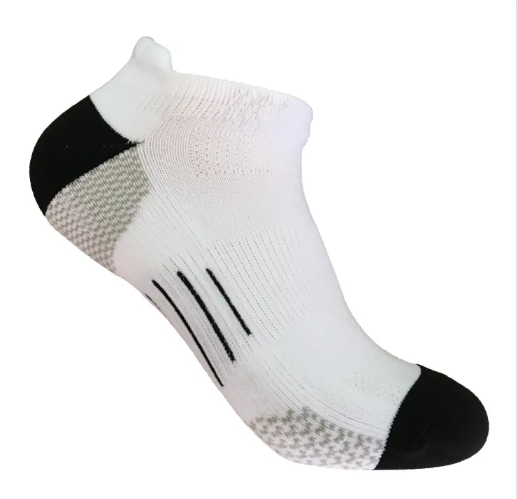 Calcetines deportivos de algodón orgánico sin costuras para hombre, con logotipo personalizado, tobilleros, blancos, para ciclismo