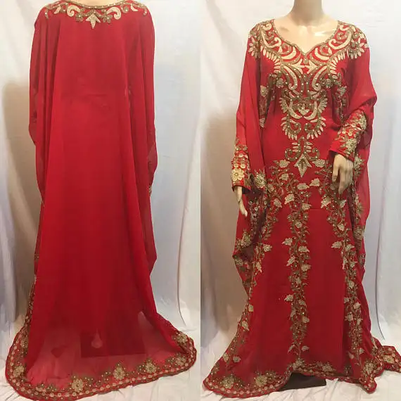 Thời Trang Phụ Nữ Hồi Giáo Abaya Thêu Đính Cườm Kaftan Nặng Váy Dubai Bridal Phụ Nữ Bộ Sưu Tập
