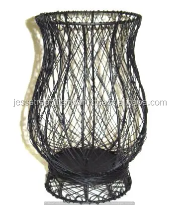 Suporte de vela de metal com acabamento em pó preto, design elegante e redondo, de alta qualidade para decoração de casa