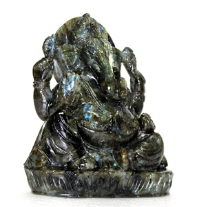 Labradorit oyma Ganesha heykel el-oyma heykeli heykelcik doğal taş yeşim kuvars şifa çakra desen - Product Image 1