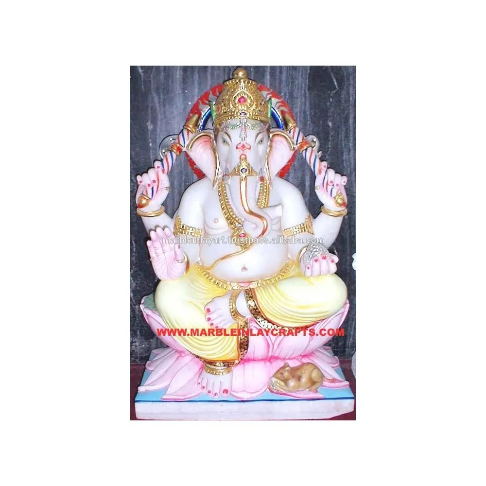 Handmade mármore branco puro tradicional Senhor Ganesh Ji estátua decorativa para Diwali e Ganesh Chaturthi no melhor preço
