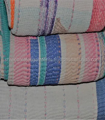 Artisan old artesanal reversível algodão pesado kantha jogar algodão sari cobertor quilt