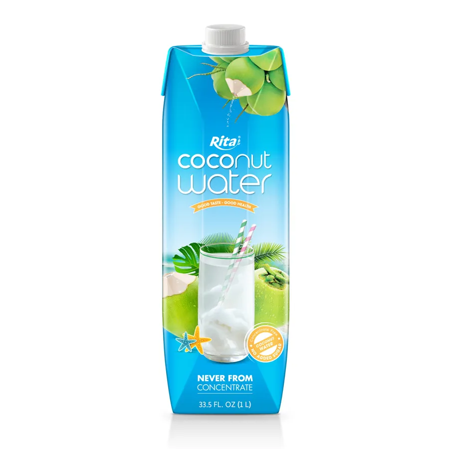 1L Caixa De Papel Atacado OEM Marca Coconut Water Vietnam Beverage Company Bom Preço Evitar Desidratação Suco De Coco