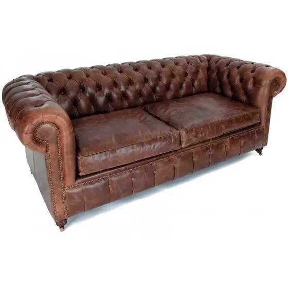 Historiker Vintage Leder 2 Sitzer Chesterfield-Sofa/Alte antike leder chesterfield-stil zwei sitzer sofa