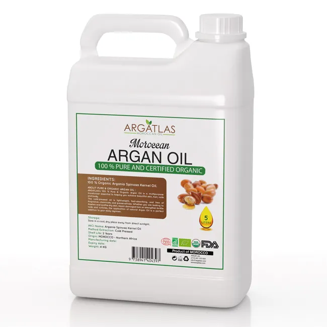 5 L d'huile d'argan cosmétique en vrac pour les cheveux