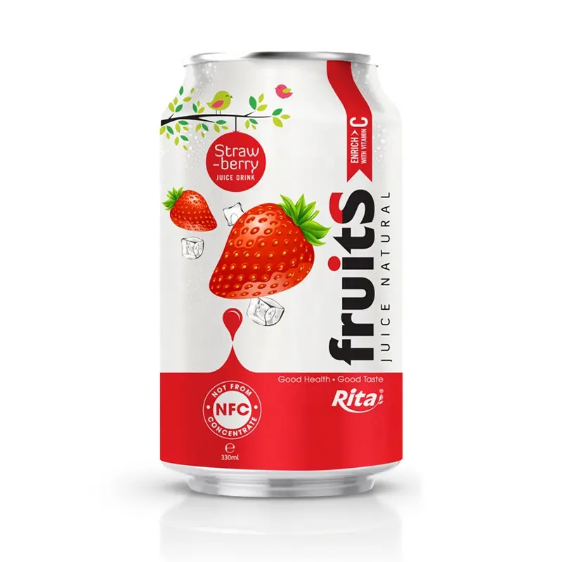 Boissons fraîches du Vietnam, 330ml, jus de fruits, fraises, aluminium, frais