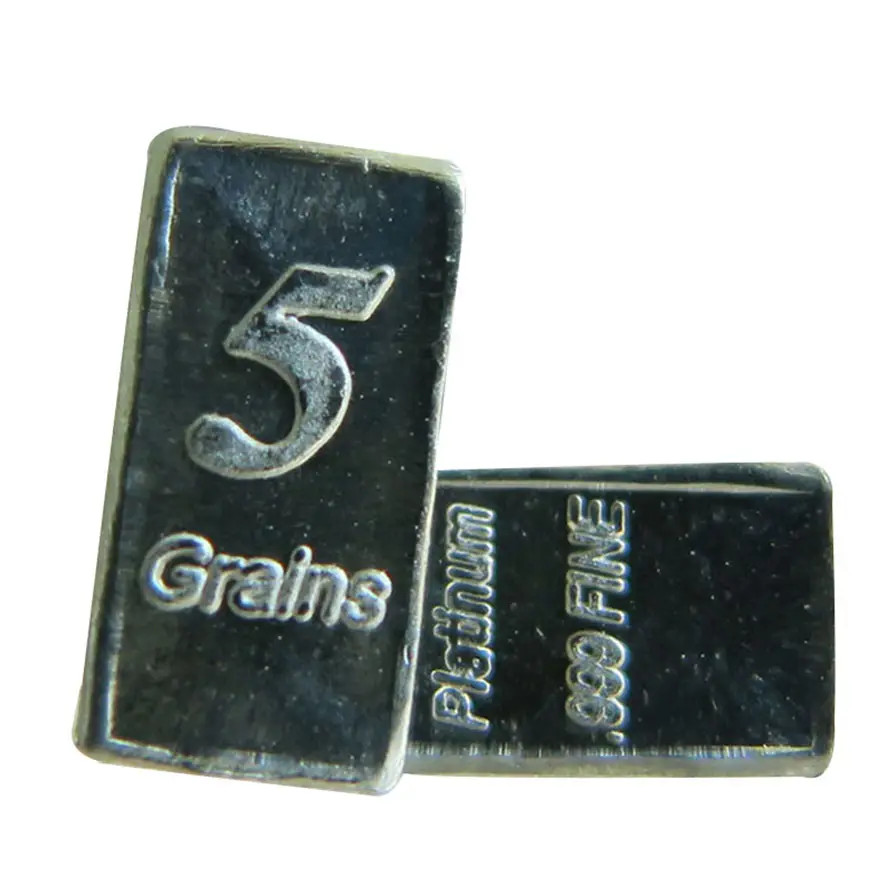 LINGOTE de platino de 5 granos, barra de platino sólido fino 999, metal precioso A003