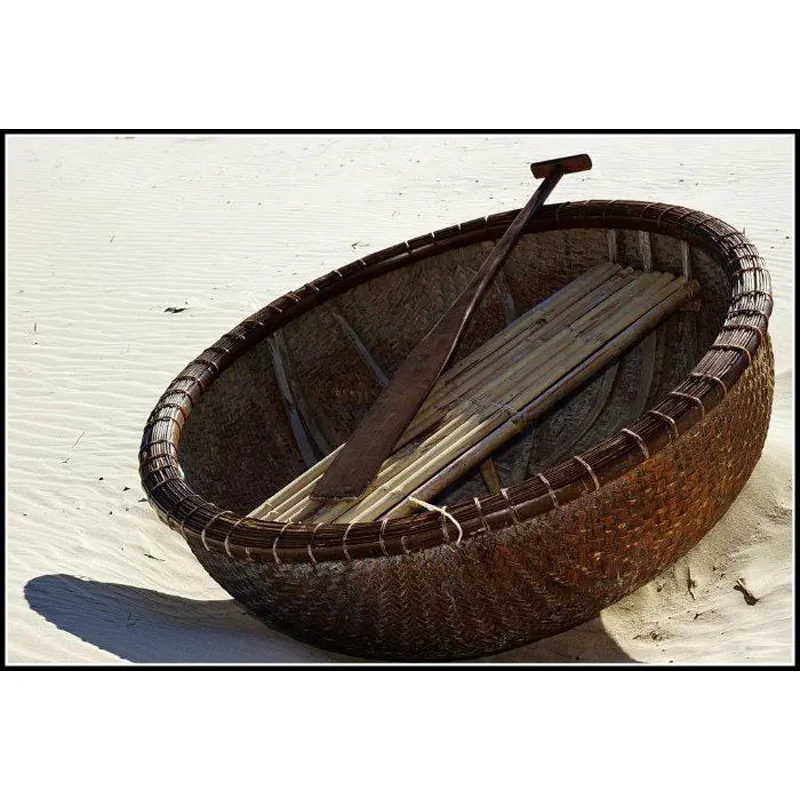 Traditional bamboo basket boats for fishing and water game from Vietnam manufacturer +84 937 545 579