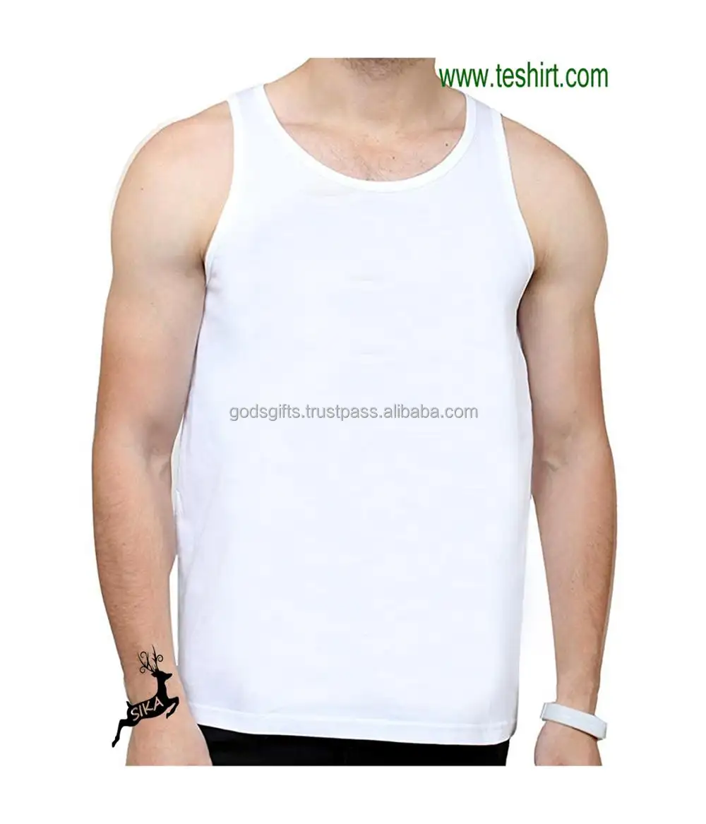 บริการ OEM ขายส่ง Singlets 100% ผ้าฝ้ายธรรมดา Top Mens อินเดียผู้ผลิต Tirupur