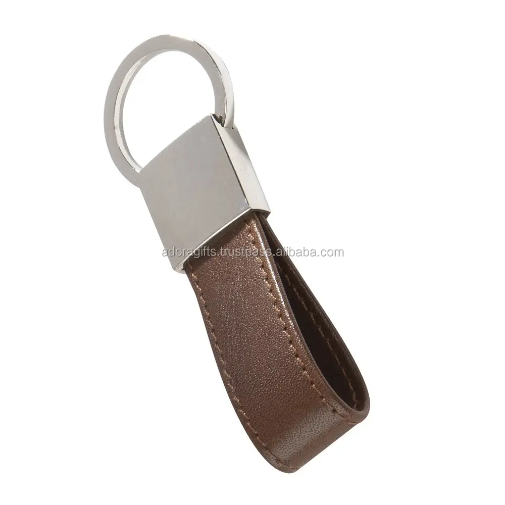 hotel key holder / smart key chain in brown leather / cow leather car key holder