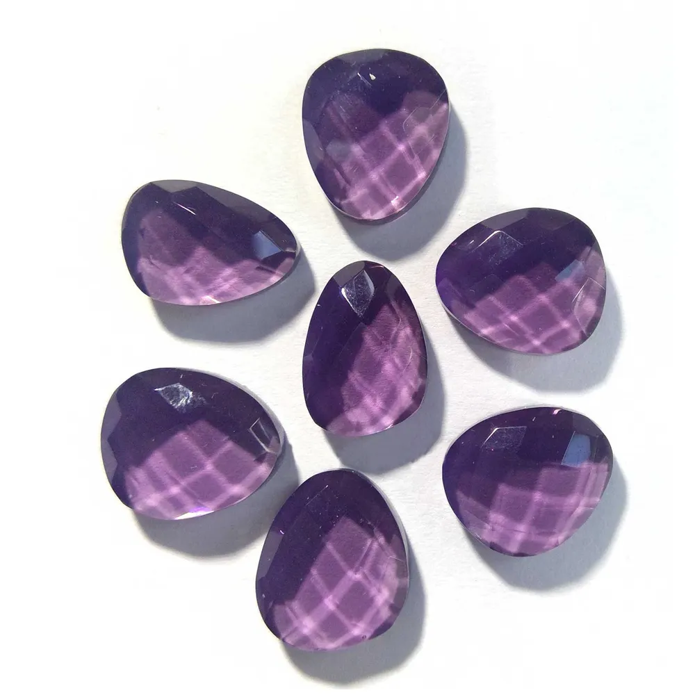 Piedra preciosa de amatista púrpura natural, venta al por mayor, 12X7 MM, forma de pera, piedra suelta calibrada, piedra de nacimiento facetada de febrero, proveedor de gemas