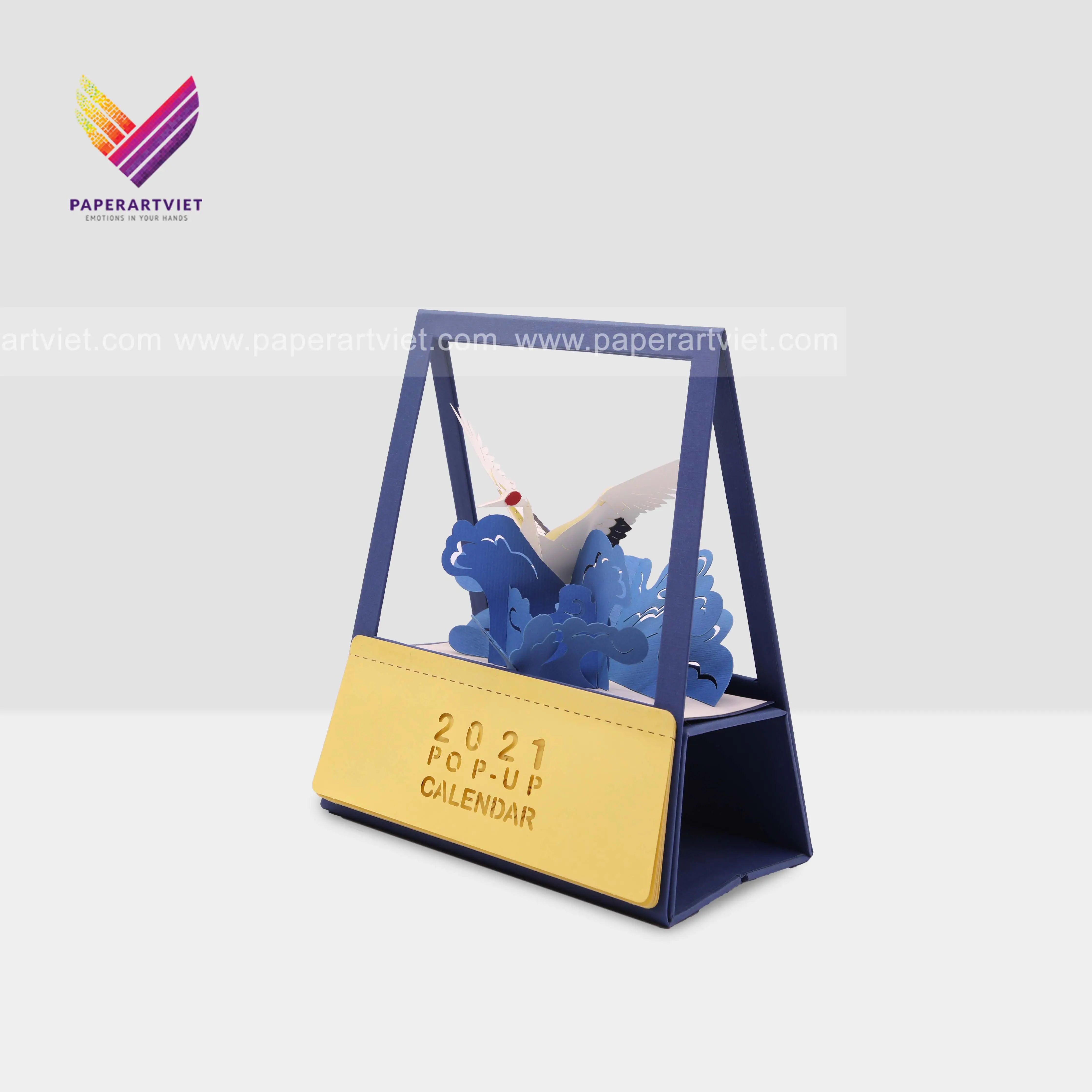 Creative Design Custom Pop Up Calenda Tafel Maandelijkse Custom Flip Kalender Promotie Gift Advent Planner Nieuwe Jaar 2021 Crane Vogels